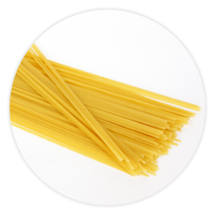 A pile of linguini pasta noodles.