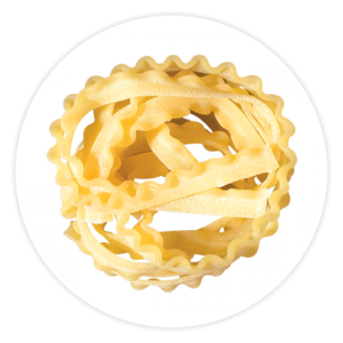 A pile of tripoline pasta noodles.