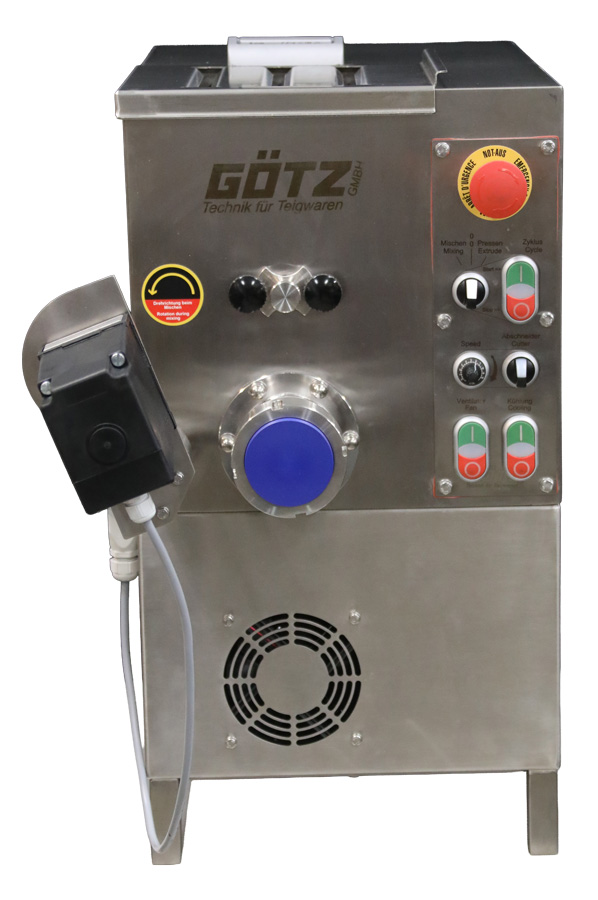 Front view of the P-10-G Pasta Extruder facing the camera.